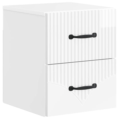 Väggmonterat Sängbord 2 pcs Vit högglans 34,5 x 33 x 40 cm