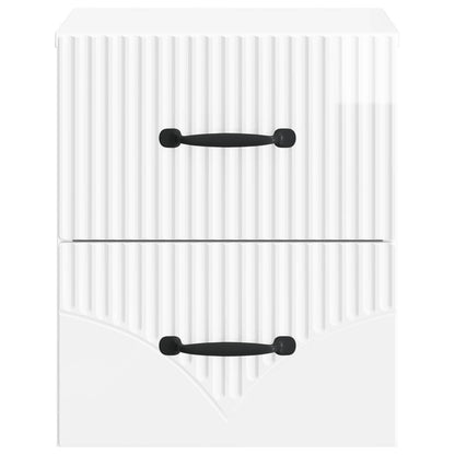 Väggmonterat Sängbord 2 pcs Vit högglans 34,5 x 33 x 40 cm