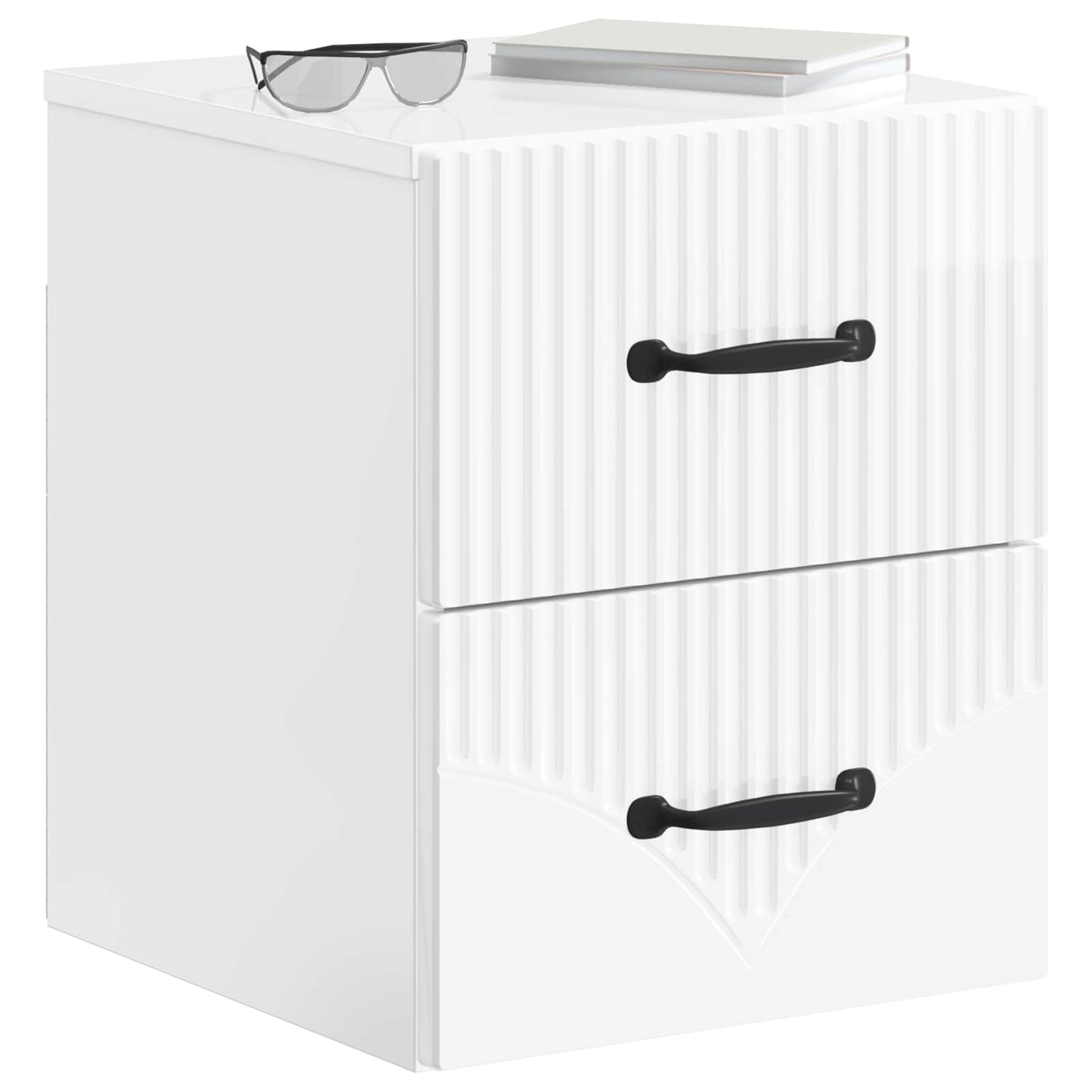 Väggmonterat Sängbord 2 pcs Vit högglans 34,5 x 33 x 40 cm