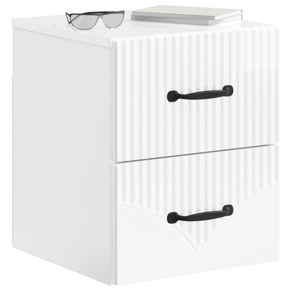 Väggmonterat Sängbord 2 pcs Vit högglans 34,5 x 33 x 40 cm