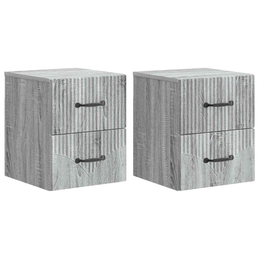Väggmonterat Sängbord 2 pcs Grå sonoma-ek 34,5 x 33 x 40 cm
