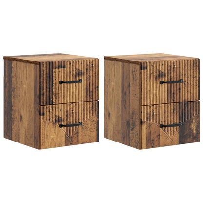 Väggmonterat Sängbord 2 pcs Gammalt trä 34,5 x 33 x 40 cm