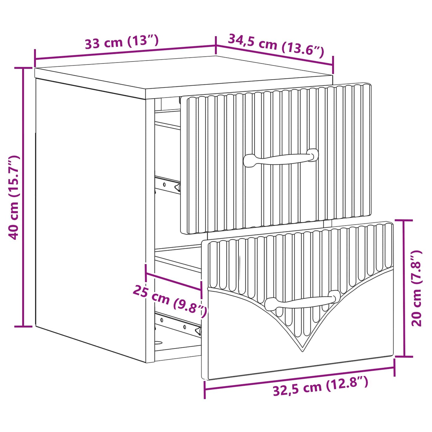 Väggmonterat Sängbord 2 pcs Gammalt trä 34,5 x 33 x 40 cm