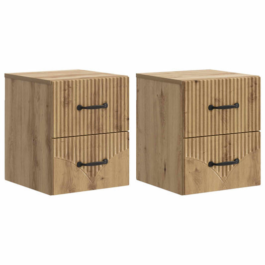 Väggmonterat Sängbord 2 pcs Artisan-ek 34,5 x 33 x 40 cm