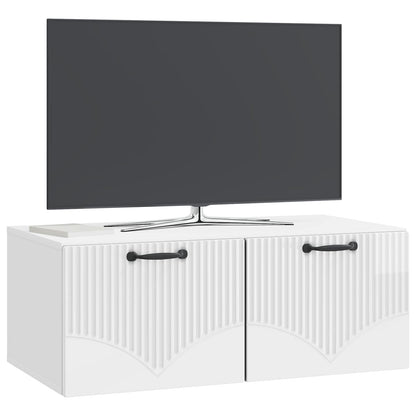 Väggmonterad TV-bänk Vit högglans 78,5 x 41 x 30 cm