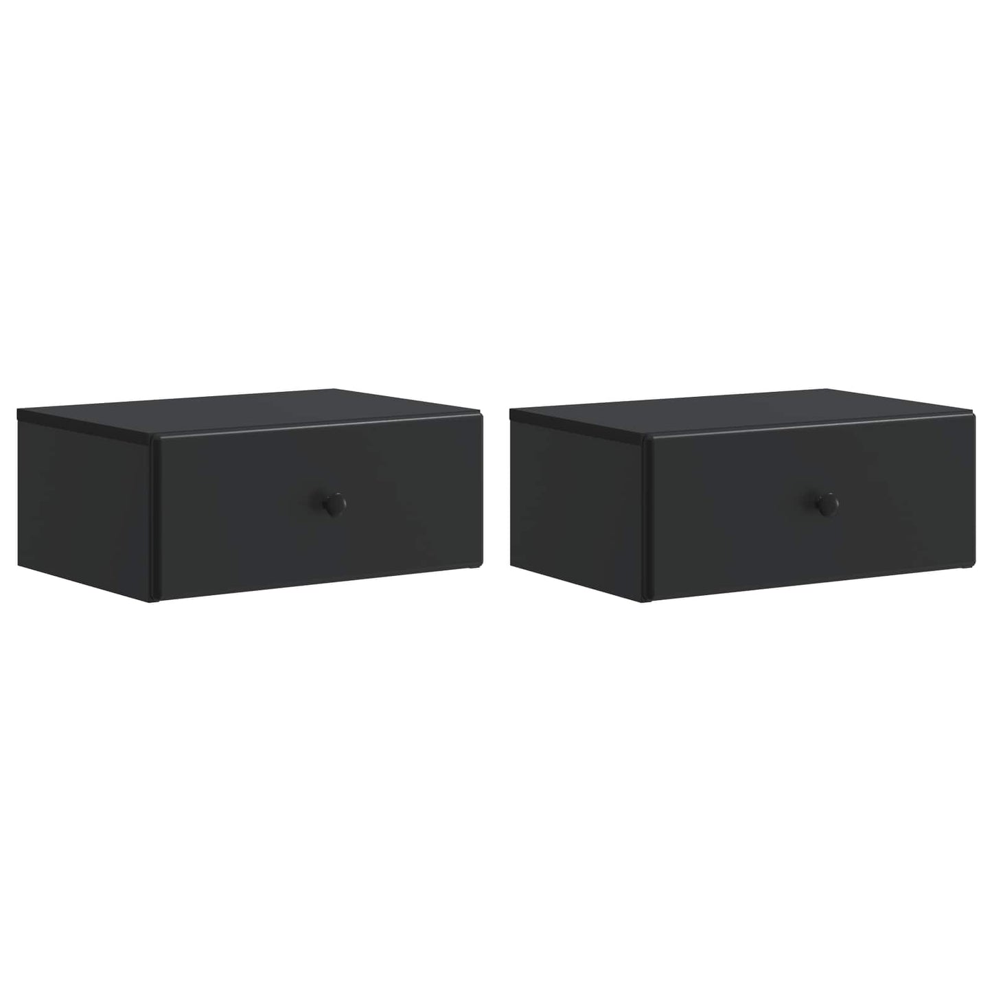 Väggmonterat Sängbord med låda 2 pcs Svart 49 x 34,5 x 20 cm