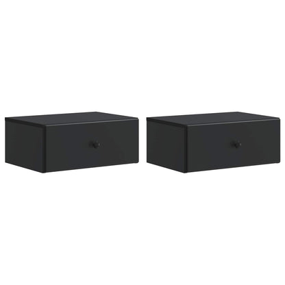 Väggmonterat Sängbord med låda 2 pcs Svart 49 x 34,5 x 20 cm