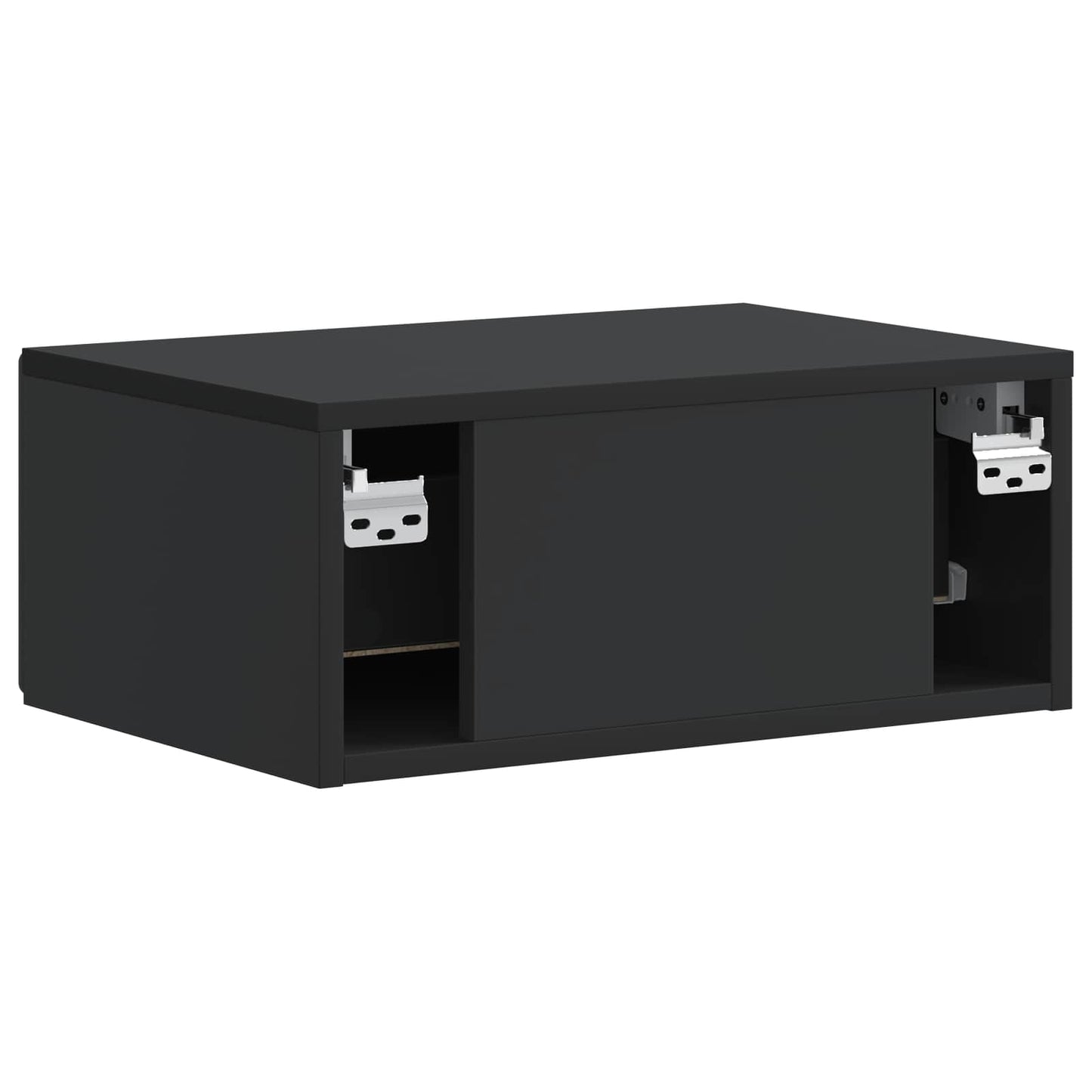 Väggmonterat Sängbord med låda 2 pcs Svart 49 x 34,5 x 20 cm