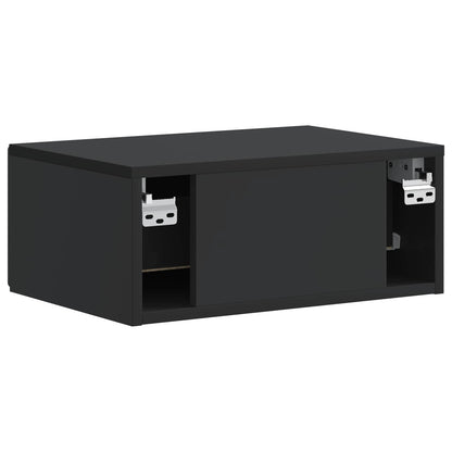 Väggmonterat Sängbord med låda 2 pcs Svart 49 x 34,5 x 20 cm