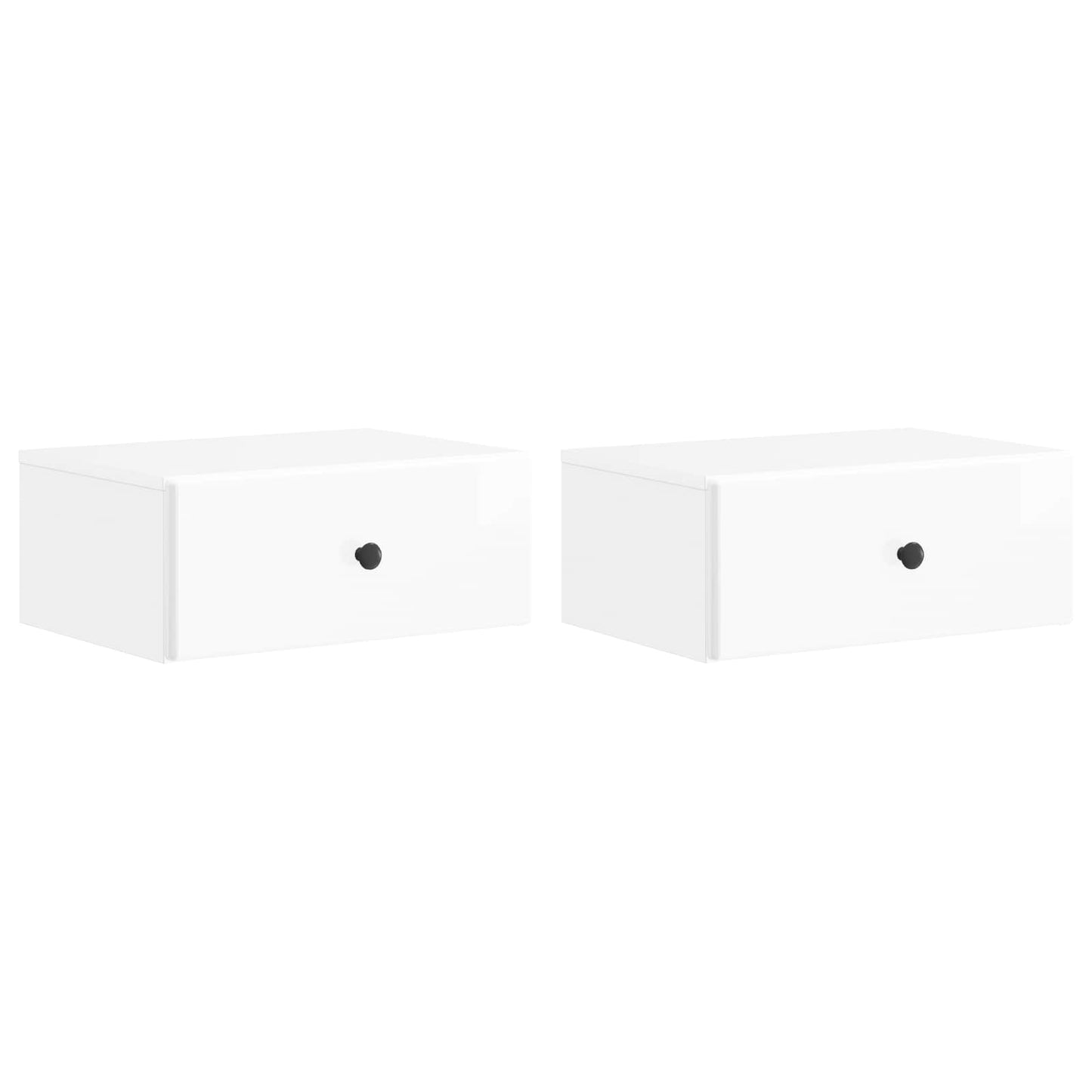 Väggmonterat Sängbord 2 pcs Vit högglans 49 x 34,5 x 20 cm