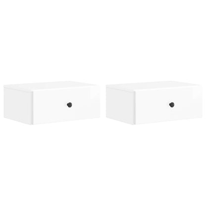 Väggmonterat Sängbord 2 pcs Vit högglans 49 x 34,5 x 20 cm
