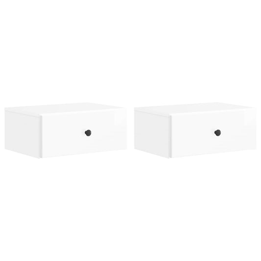 Väggmonterat Sängbord 2 pcs Vit högglans 49 x 34,5 x 20 cm