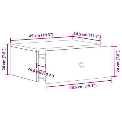 Väggmonterat Sängbord 2 pcs Vit högglans 49 x 34,5 x 20 cm