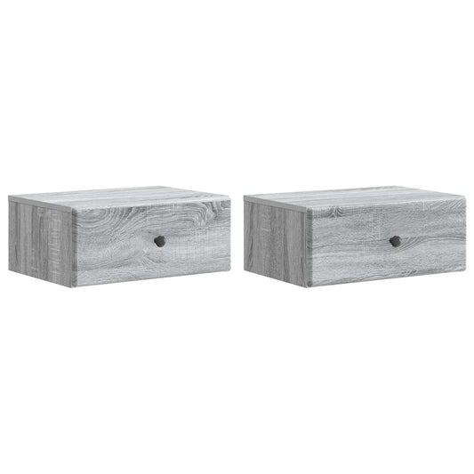 Väggmonterat Sängbord 2 pcs Grå sonoma-ek 49 x 34,5 x 20 cm