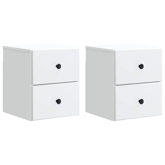 Väggmonterat Sängbord med låda 2 pcs Vit 34,5 x 33 x 40 cm