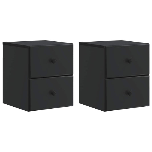 Väggmonterat Sängbord med låda 2 pcs Svart 34,5 x 33 x 40 cm