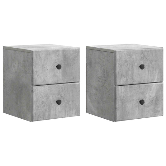 Väggmonterat Sängbord 2 pcs Betonggrå 34,5 x 33 x 40 cm
