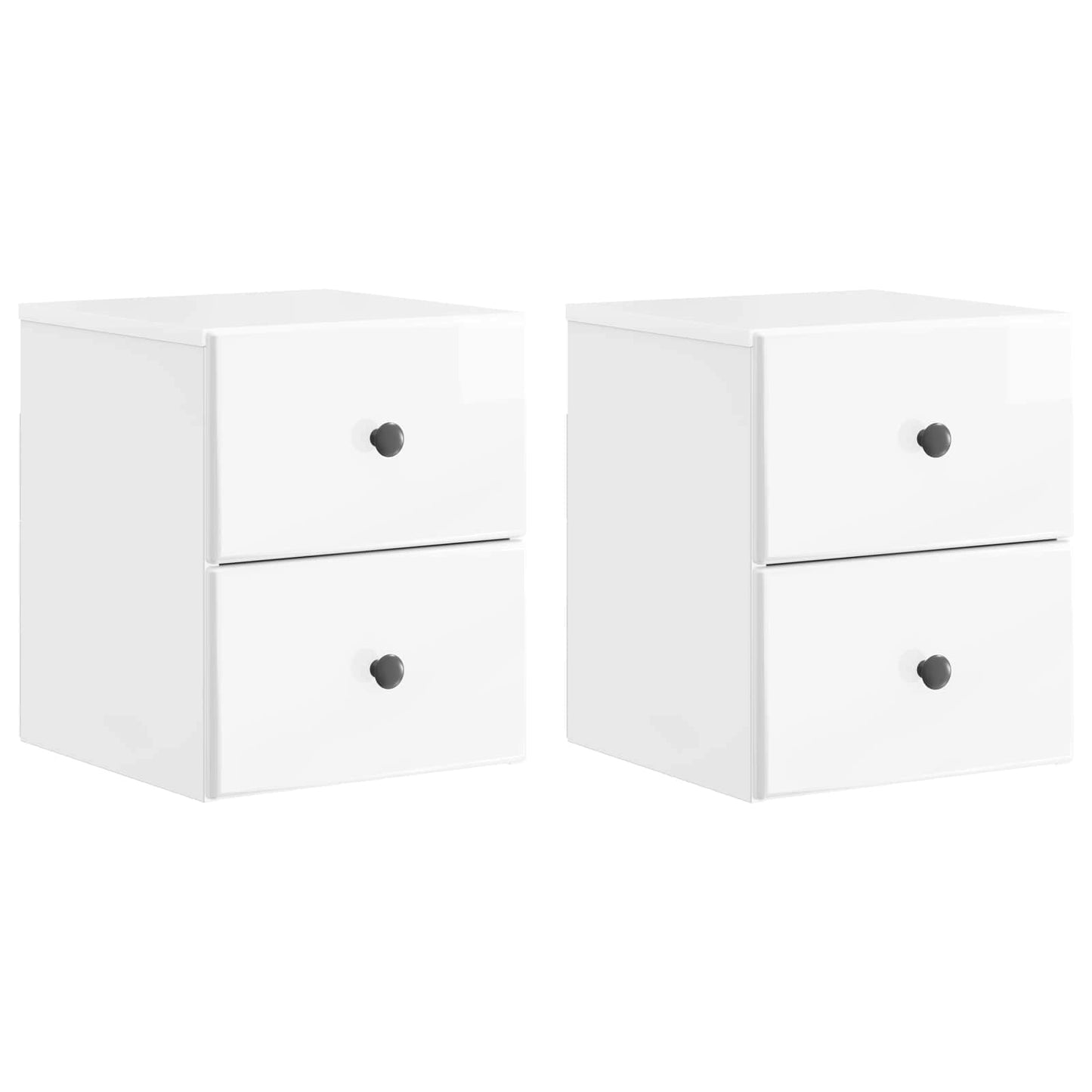 Väggmonterat Sängbord 2 pcs Vit högglans 34,5 x 33 x 40 cm