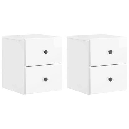 Väggmonterat Sängbord 2 pcs Vit högglans 34,5 x 33 x 40 cm
