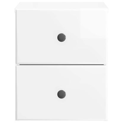 Väggmonterat Sängbord 2 pcs Vit högglans 34,5 x 33 x 40 cm
