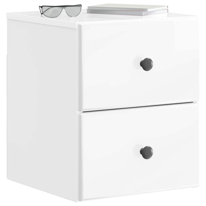 Väggmonterat Sängbord 2 pcs Vit högglans 34,5 x 33 x 40 cm