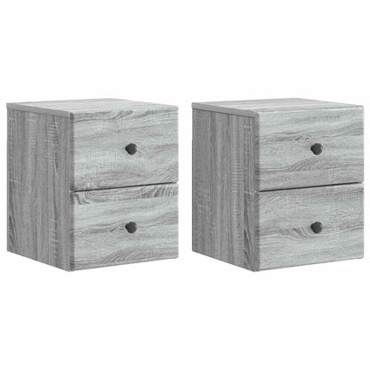 Väggmonterat Sängbord 2 pcs Grå sonoma-ek 34,5 x 33 x 40 cm