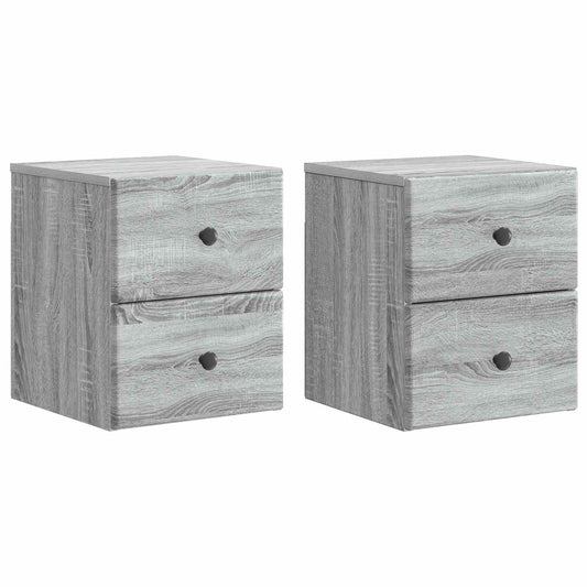 Väggmonterat Sängbord 2 pcs Grå sonoma-ek 34,5 x 33 x 40 cm