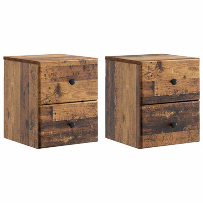 Väggmonterat Sängbord 2 pcs Gammalt trä 34,5 x 33 x 40 cm