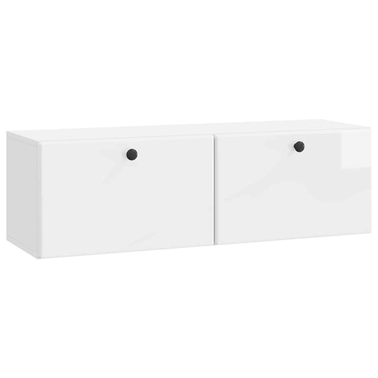 Väggmonterad TV-bänk Väggmonterad Vit högglans 98 x 31 x 30 cm