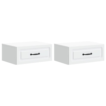 Väggmonterat Sängbord med låda 2 pcs Vit 49 x 34,5 x 20 cm