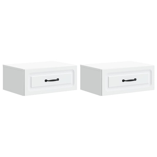 Väggmonterat Sängbord med låda 2 pcs Vit 49 x 34,5 x 20 cm