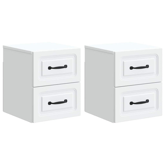 Väggmonterat Sängbord med låda 2 pcs Vit 34,5 x 33 x 40 cm