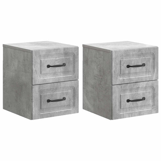 Väggmonterat Sängbord 2 pcs Betonggrå 34,5 x 33 x 40 cm