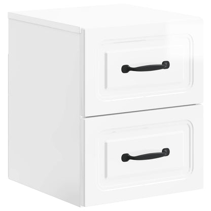 Väggmonterat Sängbord 2 pcs Vit högglans 34,5 x 33 x 40 cm