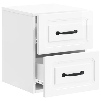 Väggmonterat Sängbord 2 pcs Vit högglans 34,5 x 33 x 40 cm