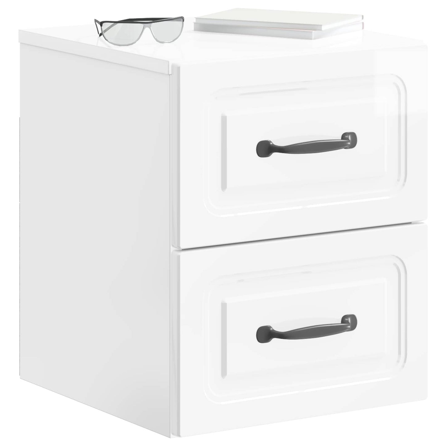 Väggmonterat Sängbord 2 pcs Vit högglans 34,5 x 33 x 40 cm