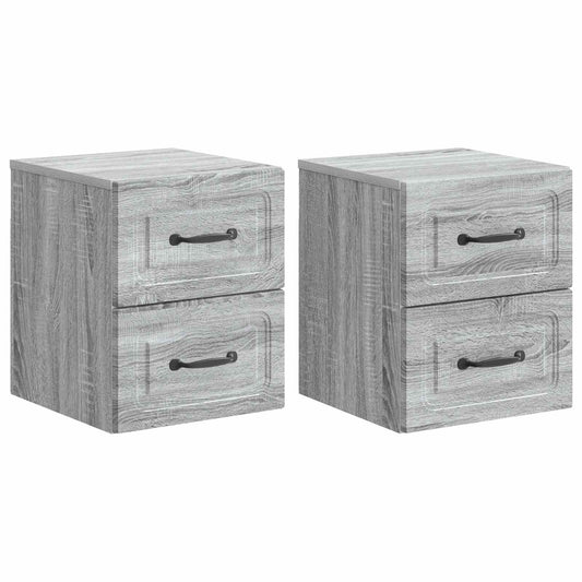 Väggmonterat Sängbord 2 pcs Grå sonoma-ek 34,5 x 33 x 40 cm