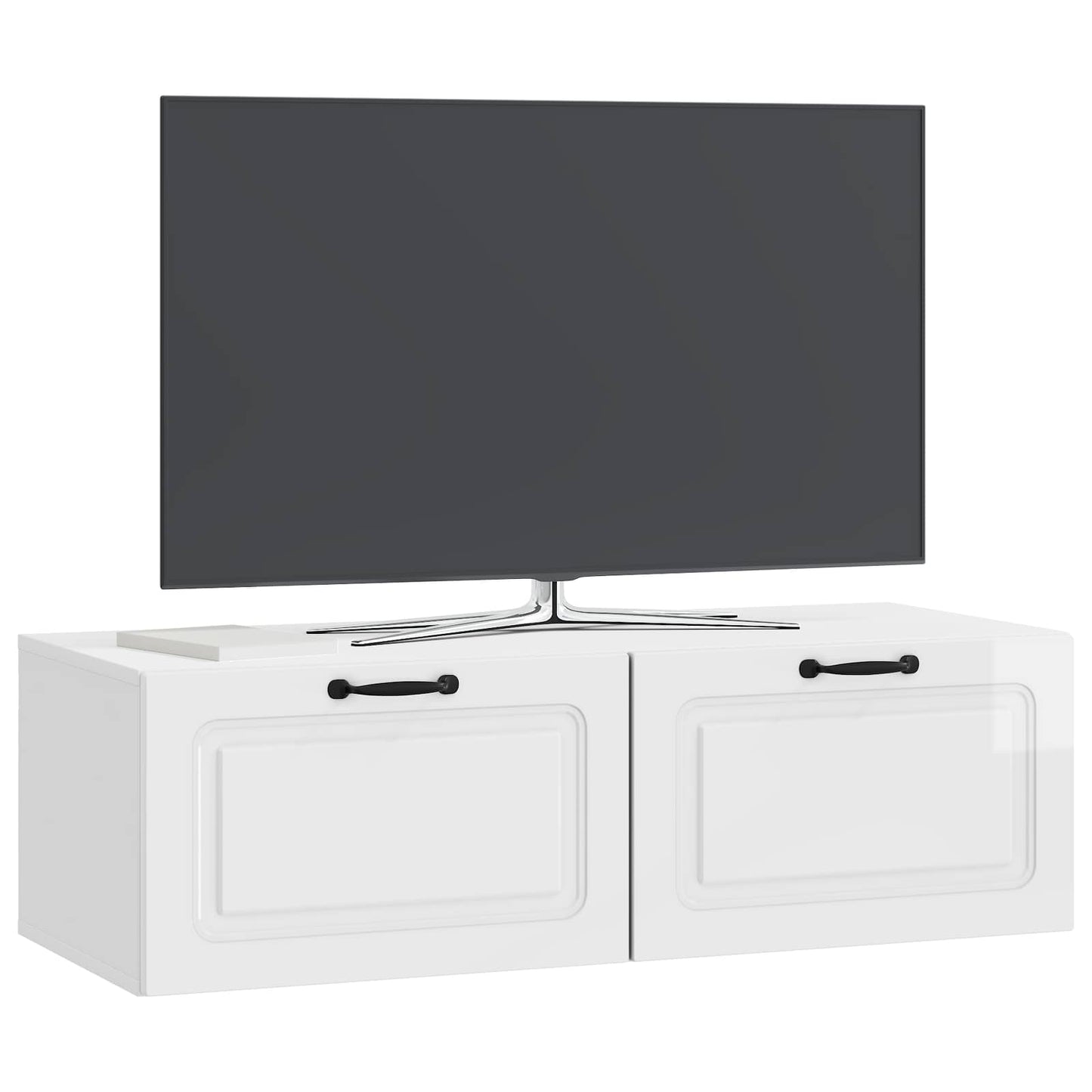 Väggmonterad TV-bänk Väggmonterad Vit högglans 98 x 41 x 30 cm