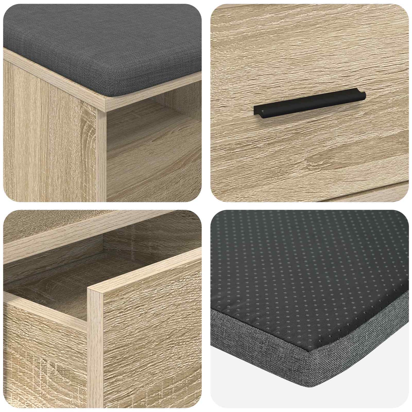 Hallbänk Sonoma Ek 80 x 38 x 46 cm