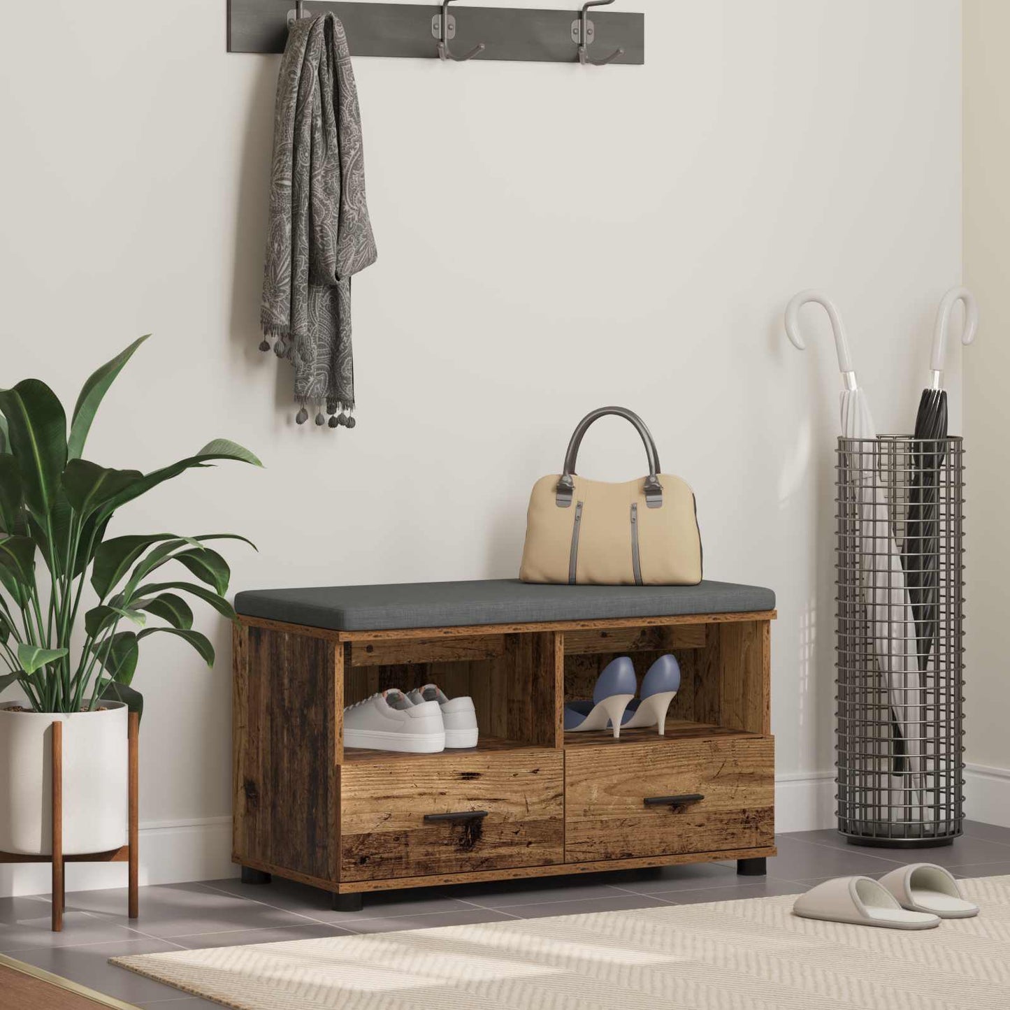 Hallbänk Gammalt Trä 80 x 38 x 46 cm