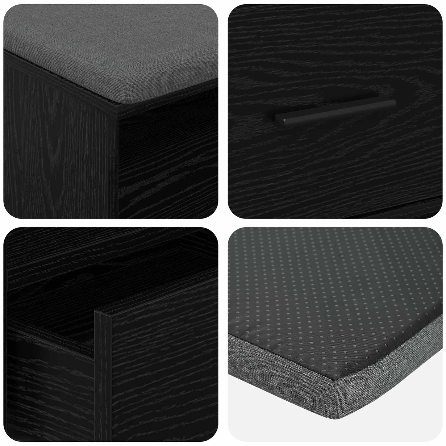 Hallbänk Svart Ek 100 x 38 x 46 cm
