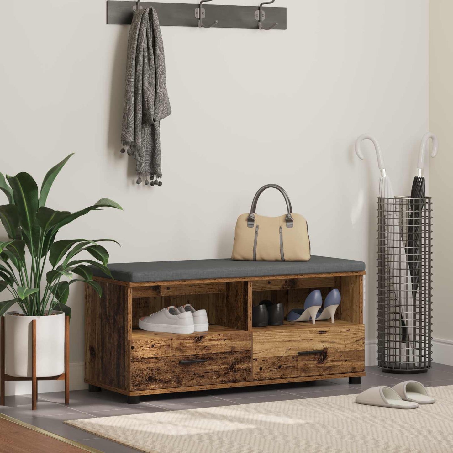 Hallbänk Gammalt Trä 100 x 38 x 46 cm