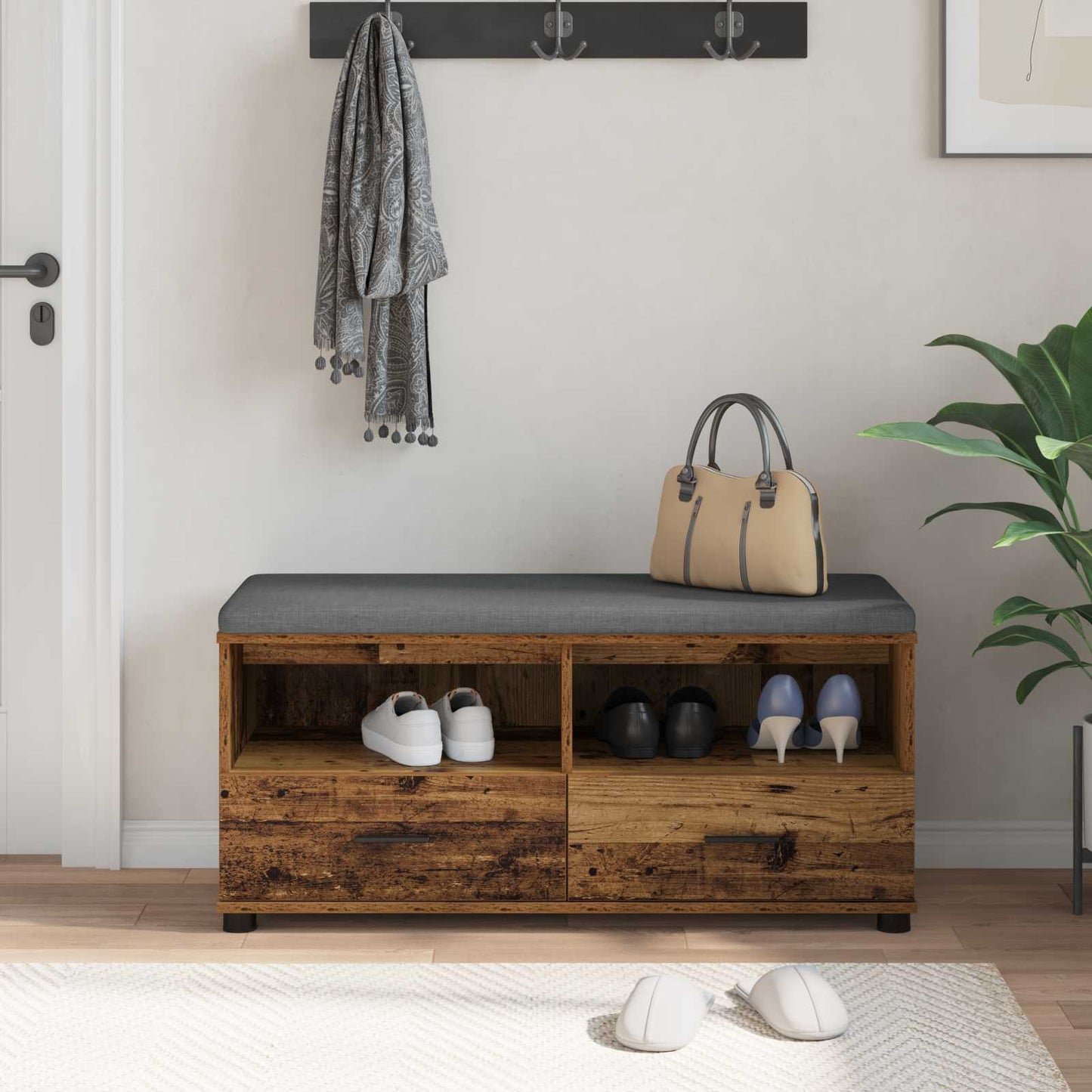 Hallbänk Gammalt Trä 100 x 38 x 46 cm