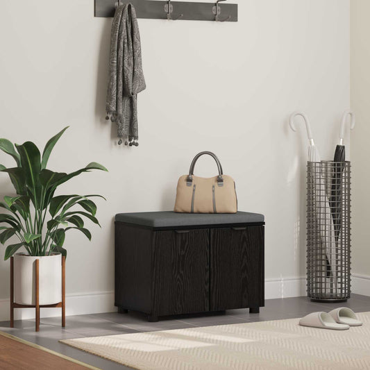 Hallbänk Svart Ek 60 x 38 x 46 cm och Tyg