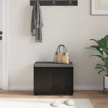 Hallbänk Svart Ek 60 x 38 x 46 cm och Tyg