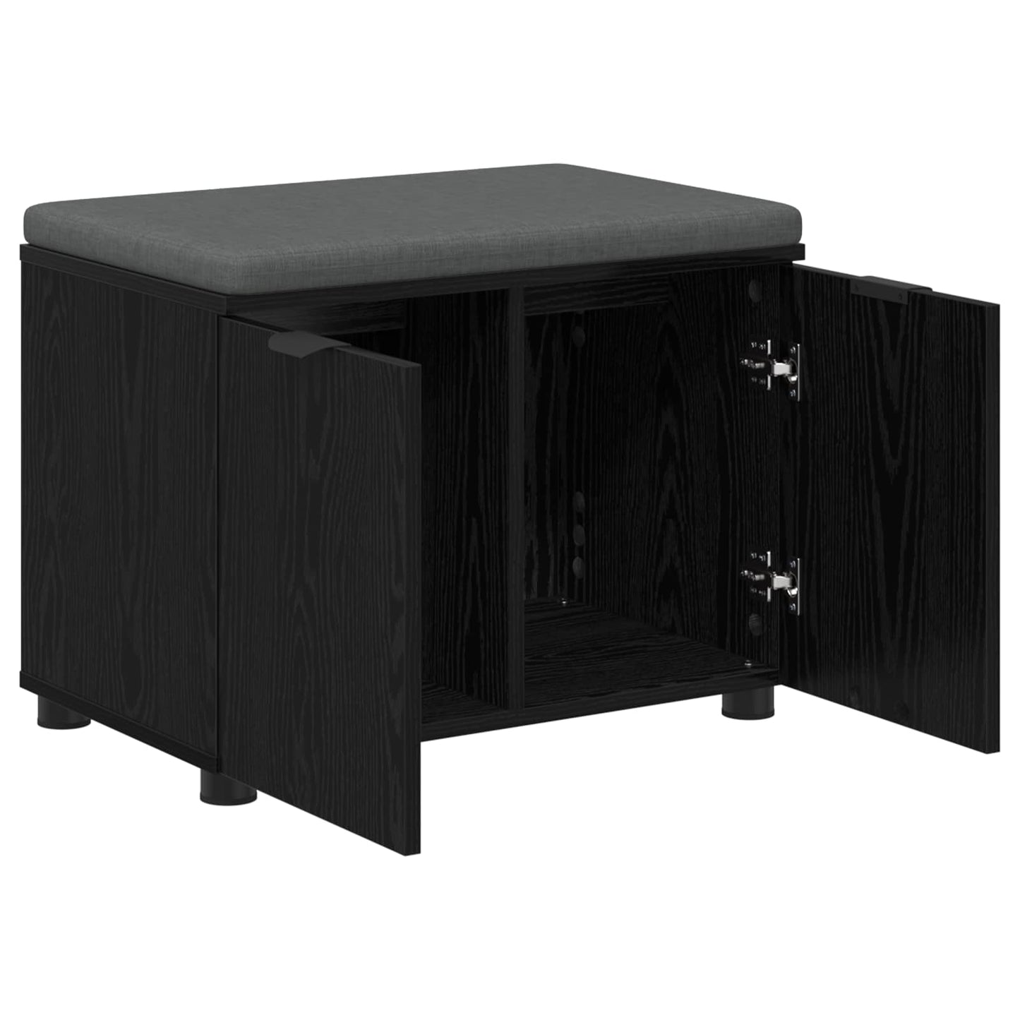 Hallbänk Svart Ek 60 x 38 x 46 cm och Tyg