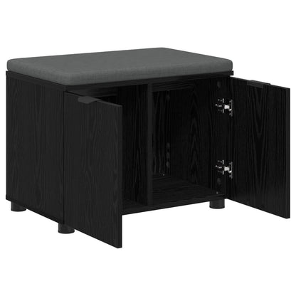 Hallbänk Svart Ek 60 x 38 x 46 cm och Tyg