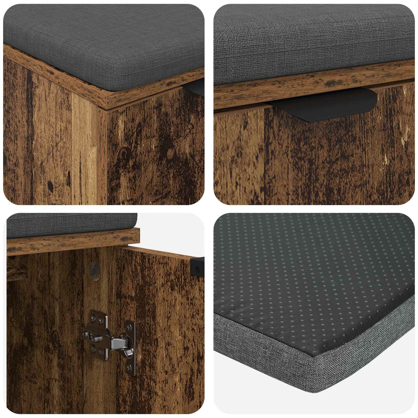 Hallbänk Gammalt Trä 60 x 38 x 46 cm och Tyg
