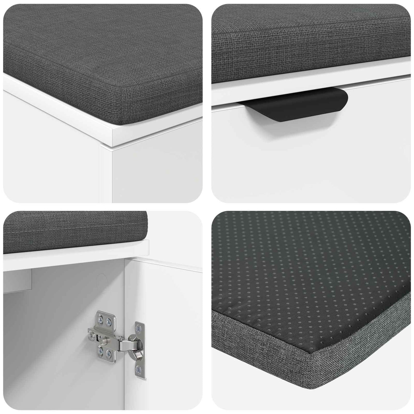 Hallbänk med kudde Vit 100 x 38 x 46 cm Konstruerat Trä och Tyg