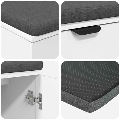 Hallbänk med kudde Vit 100 x 38 x 46 cm Konstruerat Trä och Tyg